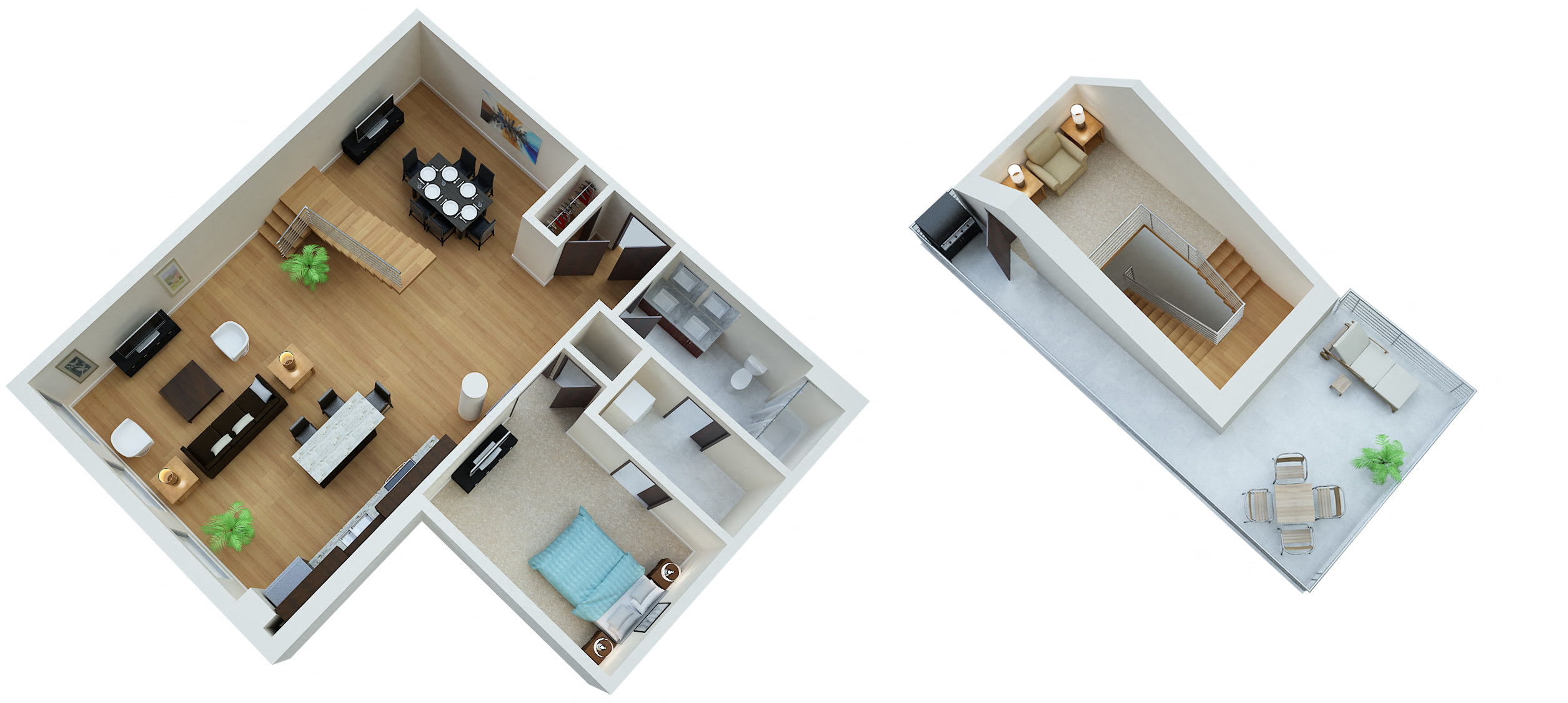 Floor plan for 1 bed, 1 bath, 1162 sqft